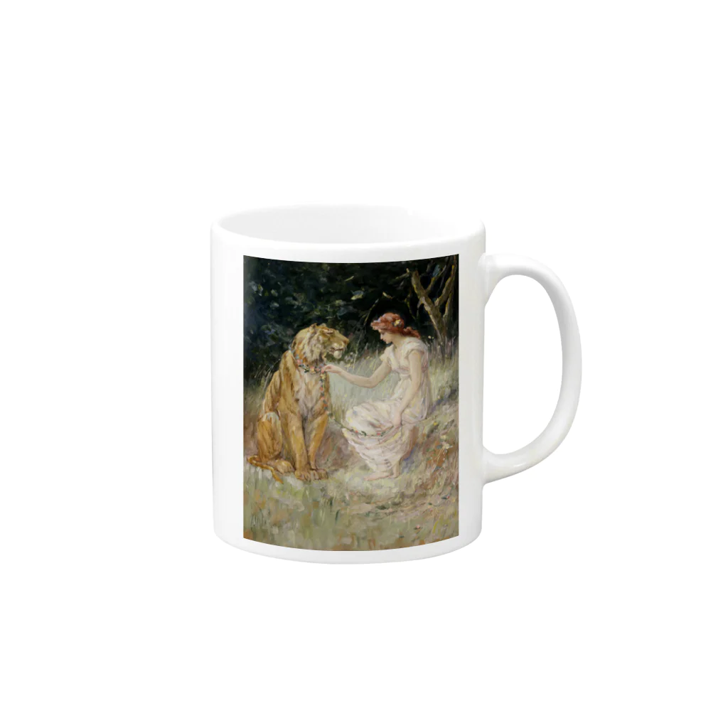 世界の絵画アートグッズのフレデリック・ステュアート・チャーチ《虎と女神》 Mug :right side of the handle