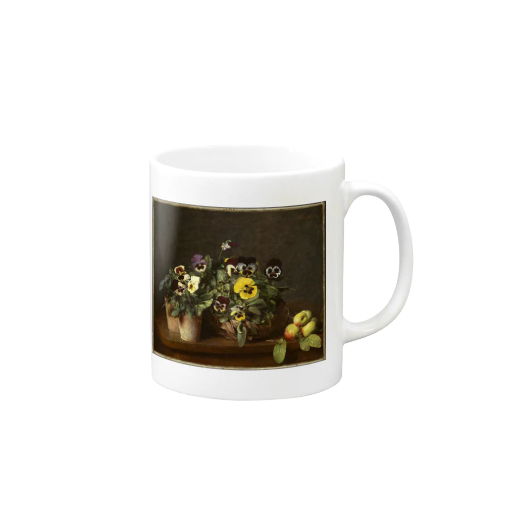 Masterpieceのアンリファンタンラトゥール　/　パンジーのある静物　Still Life with Pansies 1874 Mug :right side of the handle