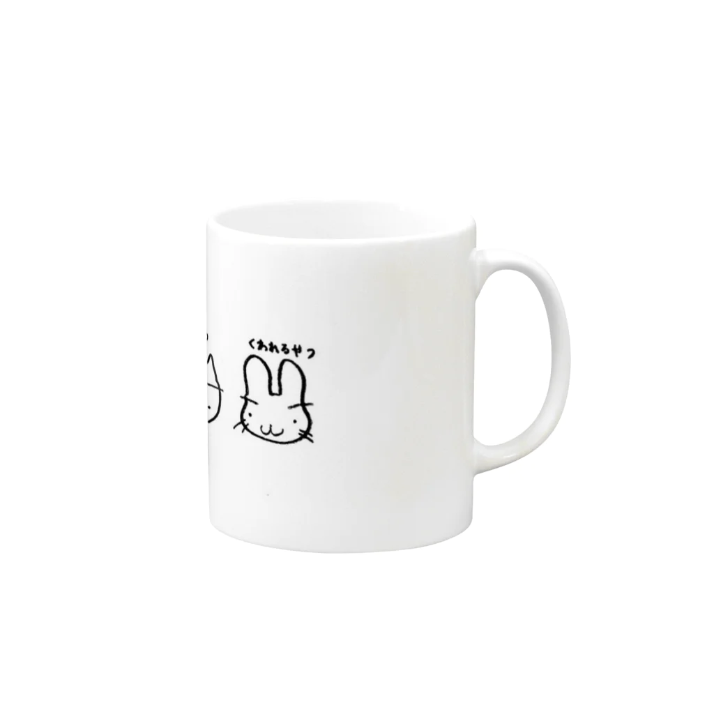 海山つぶ(◔ิω◔ิ)8月～のねことうさぎ Mug :right side of the handle