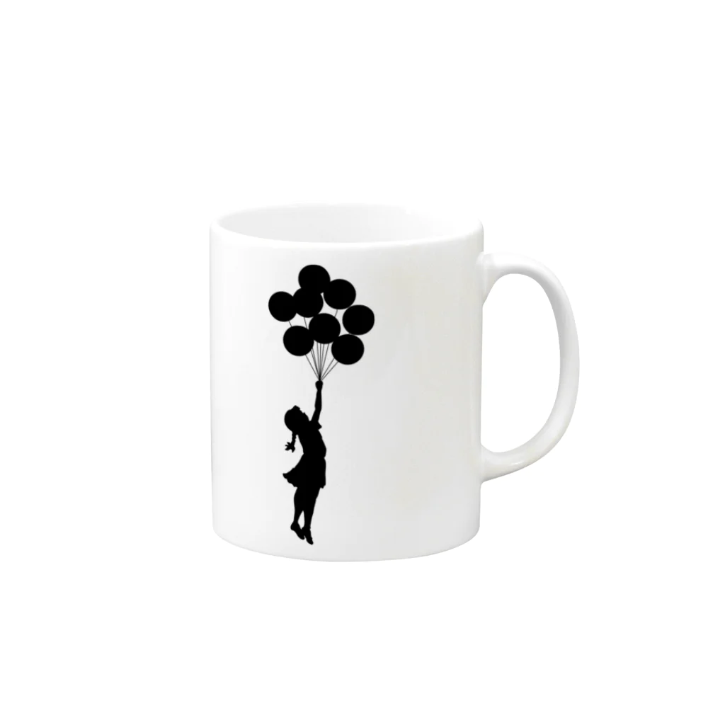 Remarkable Itemsの風船で浮く女の子バンクシー（banksy） Mug :right side of the handle