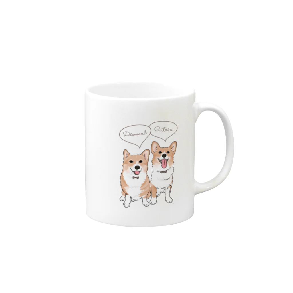 かたみゆSHOPの【ダイアモンド&シトリン】うちのこグッズ Mug :right side of the handle