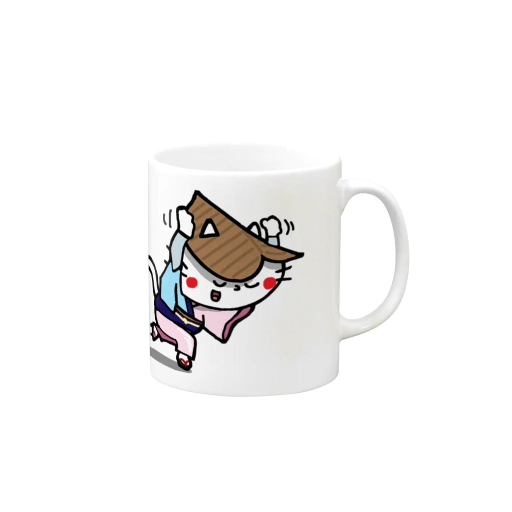 アート宇都宮(ARTUTSUNOMIYA)の阿波踊りをする子猫 Mug :right side of the handle