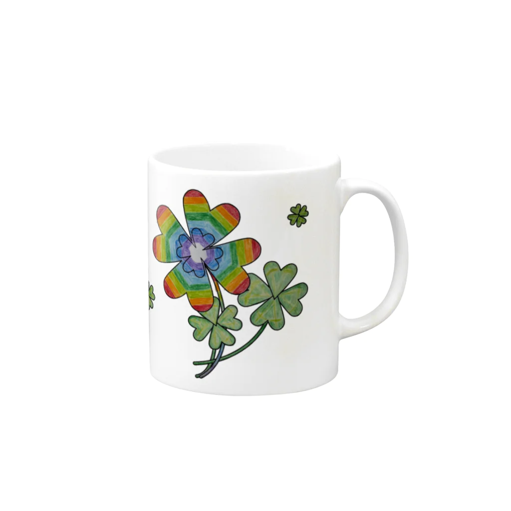 NANASHOPのレインボークローバー🌈 Mug :right side of the handle