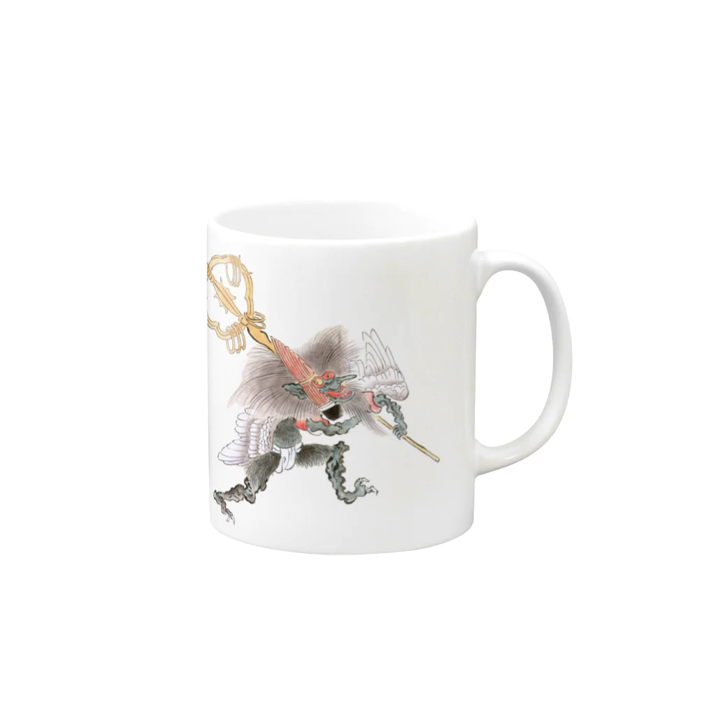 和もの雑貨 玉兎の百鬼夜行絵巻 笙の付喪神【絵巻物・妖怪・かわいい】 Mug :right side of the handle