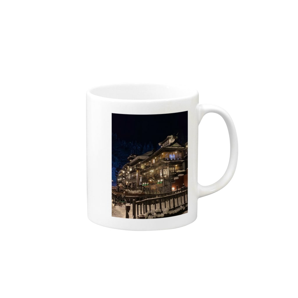 しおはおの冬の銀山温泉 Mug :right side of the handle