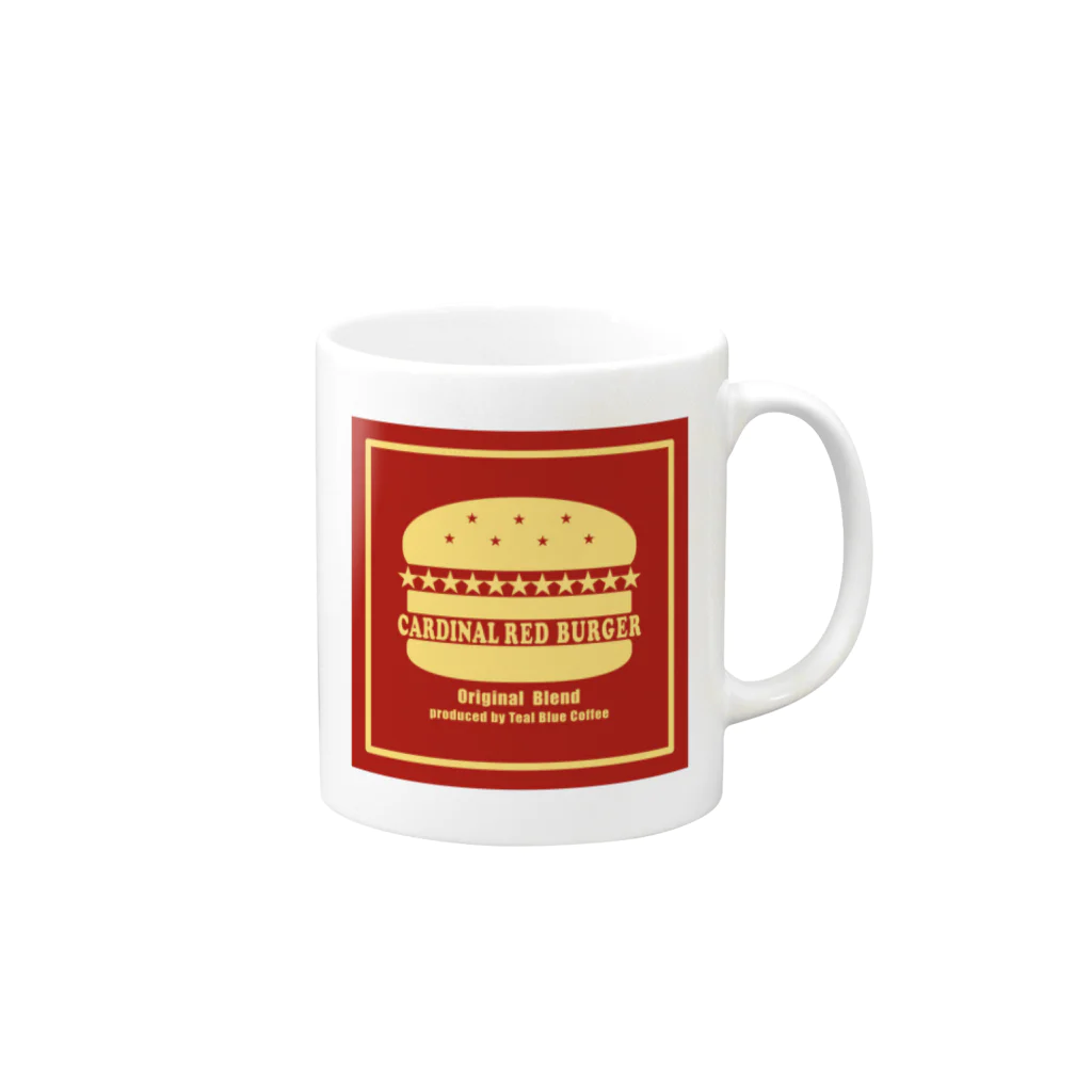 Teal Blue CoffeeのCARDINAL RED BURGER Mug :right side of the handle