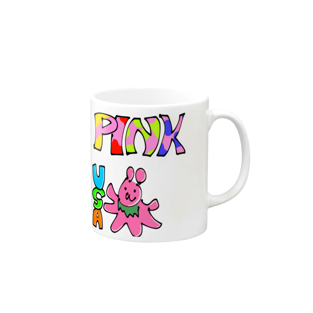 pitonのPINKのウサちゃん Mug :right side of the handle