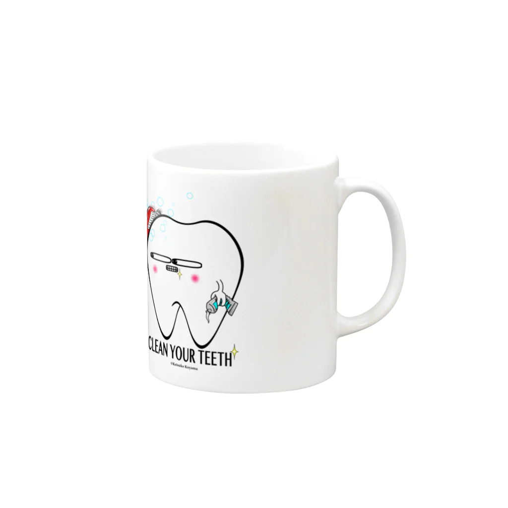 KAAK studioのToothくん　歯磨き Mug :right side of the handle