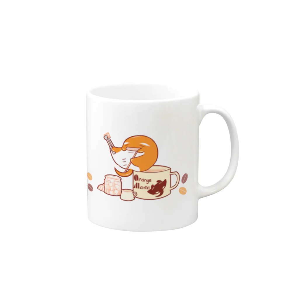 にとりうむ-NiTorium-🔸オレンジマンタのグッズのオレンジマンタ(コーヒータイム) Mug :right side of the handle