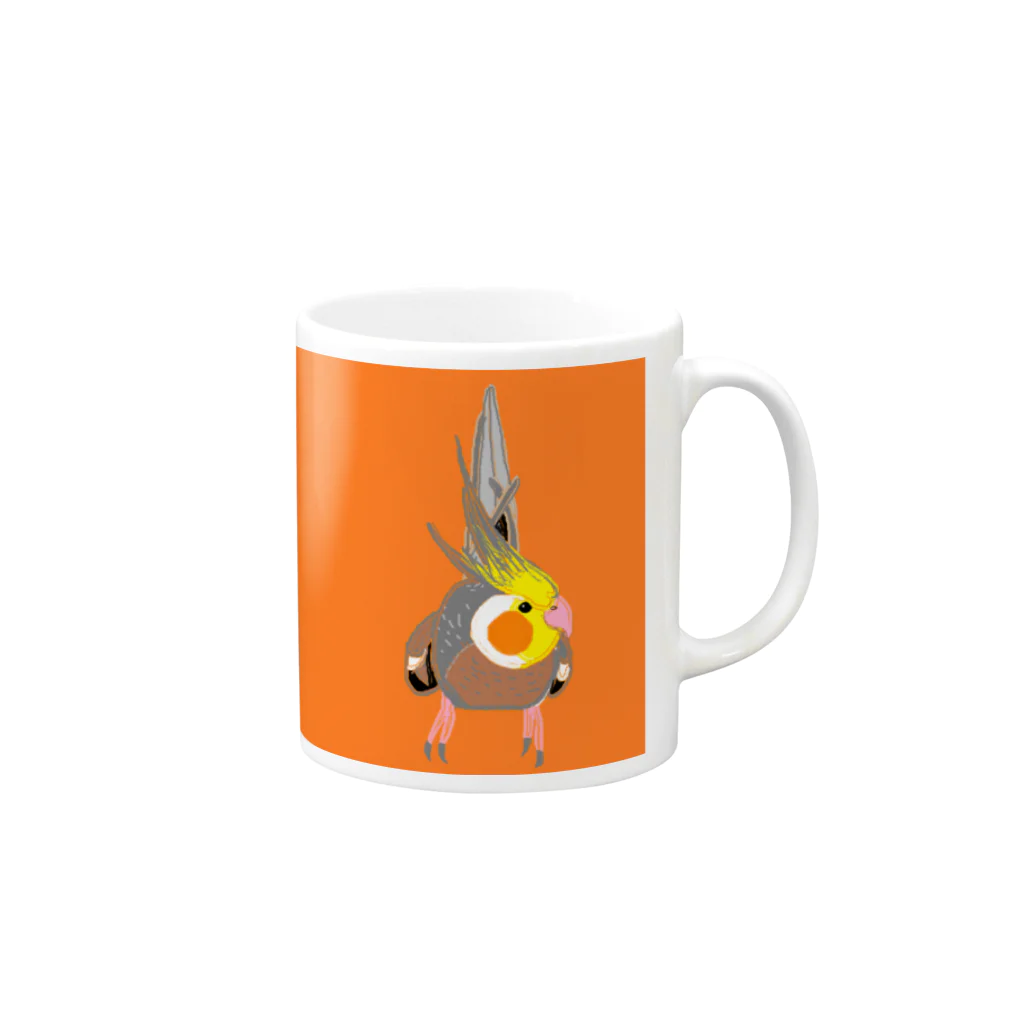 akink(ｱｷﾝｺ)のおすましオカメインコ Mug :right side of the handle