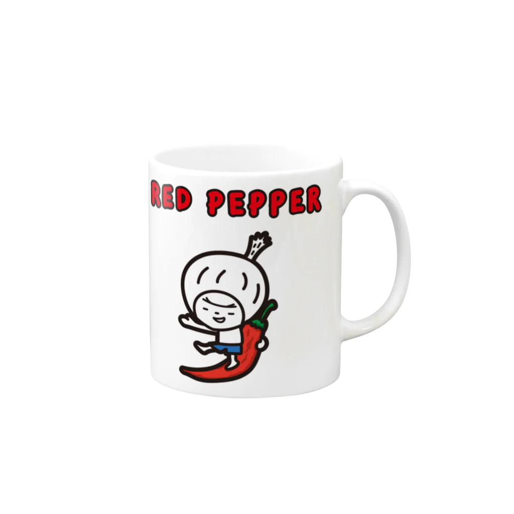 きくのらくがきのRED REPPER と　きく　（文字入りバージョン） Mug :right side of the handle