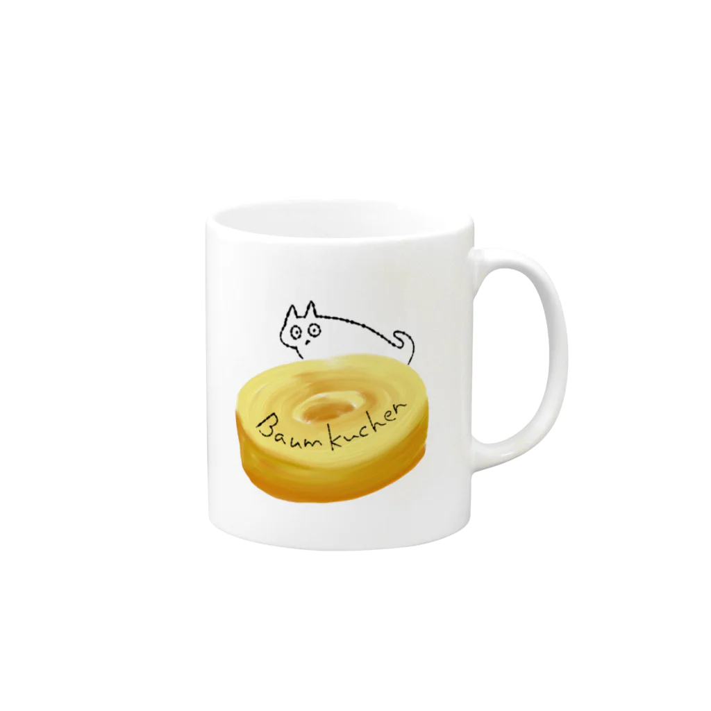 hoshiasのねことバウムクーヘン Mug :right side of the handle