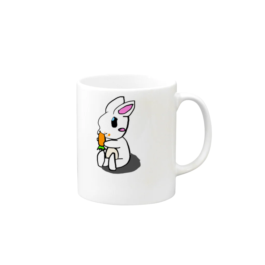 グレープオリジナルショップのにんじんを食べるウサギ Mug :right side of the handle