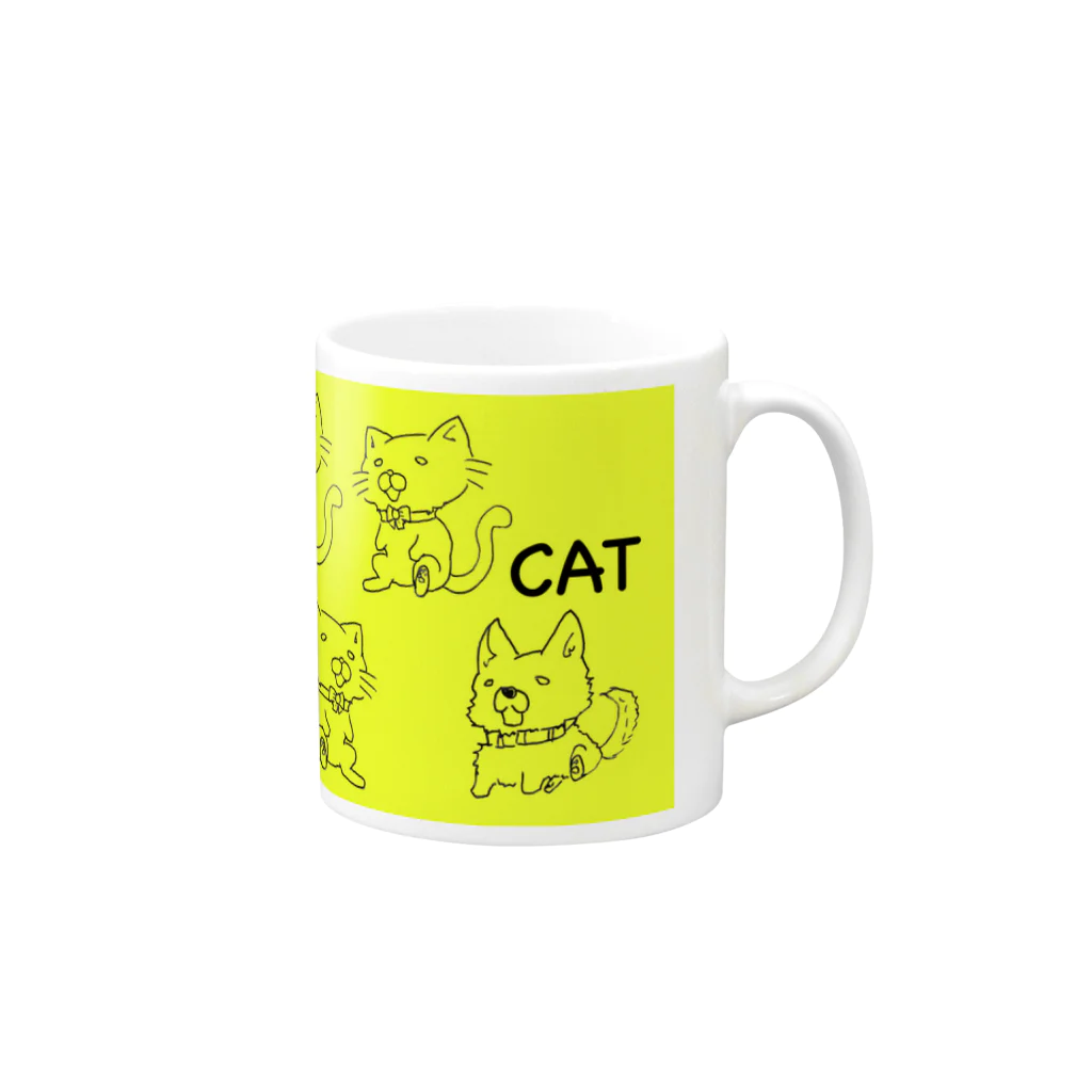 どうぶつYAのおいかけっこいぬねこ Mug :right side of the handle