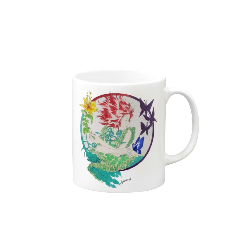 北山アルトゥーロの蝶よ花よ Mug :right side of the handle