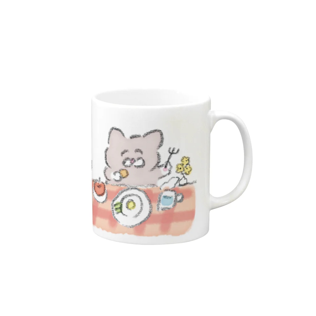 Kotoriyama Storeのいっしょにごはん[レモ&クロ] Mug :right side of the handle