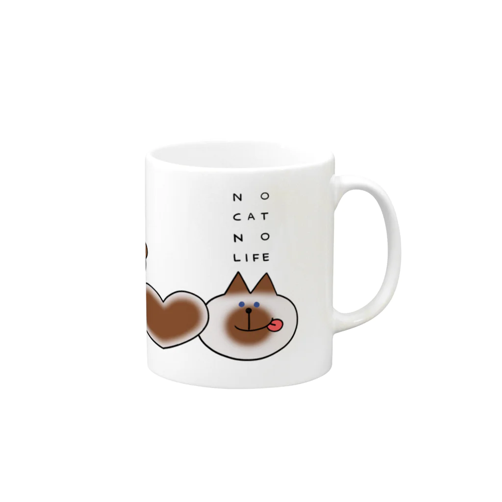 ミライク・カラのNO CAT NO LIFE シャム Mug :right side of the handle