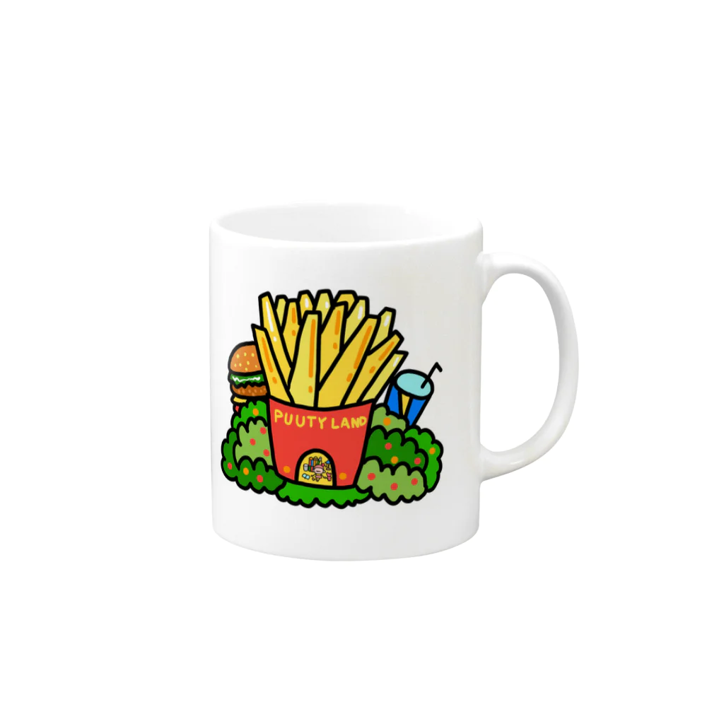 PUUTY LANDのポテトハウス Mug :right side of the handle