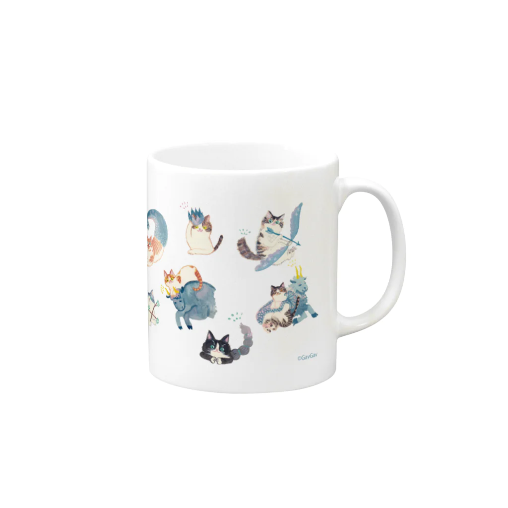 vagの猫と星座（全員集合） Mug :right side of the handle