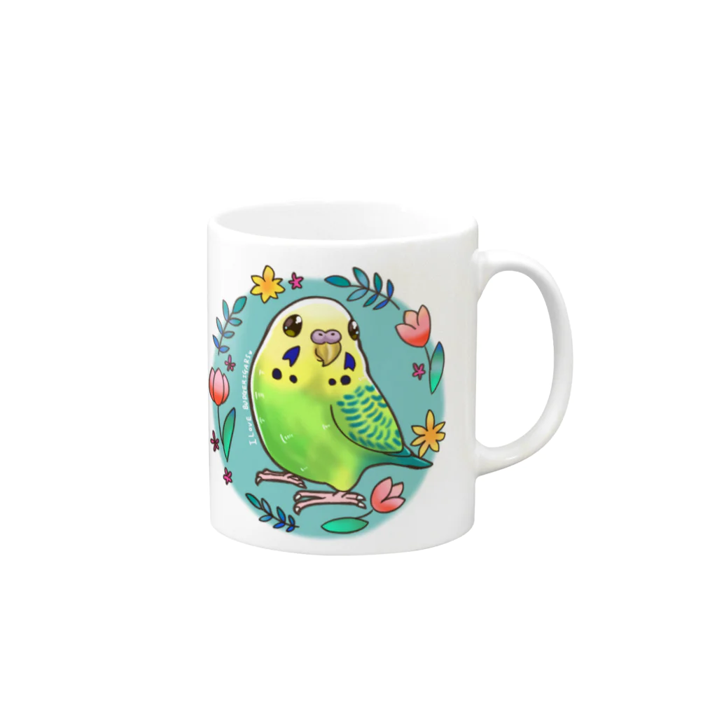 甘えん坊オカメインコのセキセイインコ原種ちゃん Mug :right side of the handle