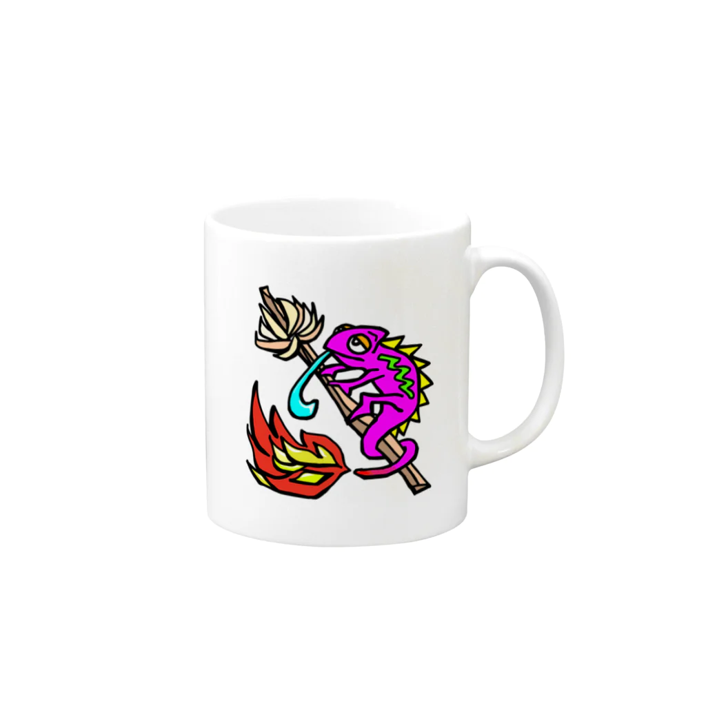 Feather stick-フェザースティック-のフェザースティック【Feather stick】カメレオンロゴ Mug :right side of the handle