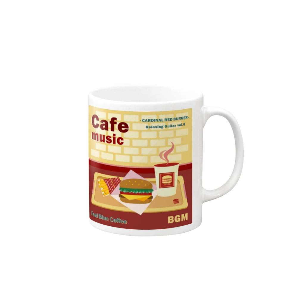 Teal Blue CoffeeのCafe music - CARDINAL RED BURGER - Mug :right side of the handle