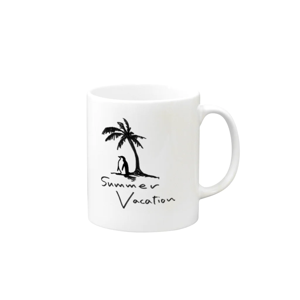 雑貨屋ペパロニのサマーバケーション　summer vacation ペンギンの夏休み Mug :right side of the handle