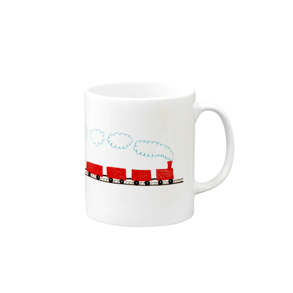 Picturebooks.yのChoo-choo-train red Mug :right side of the handle