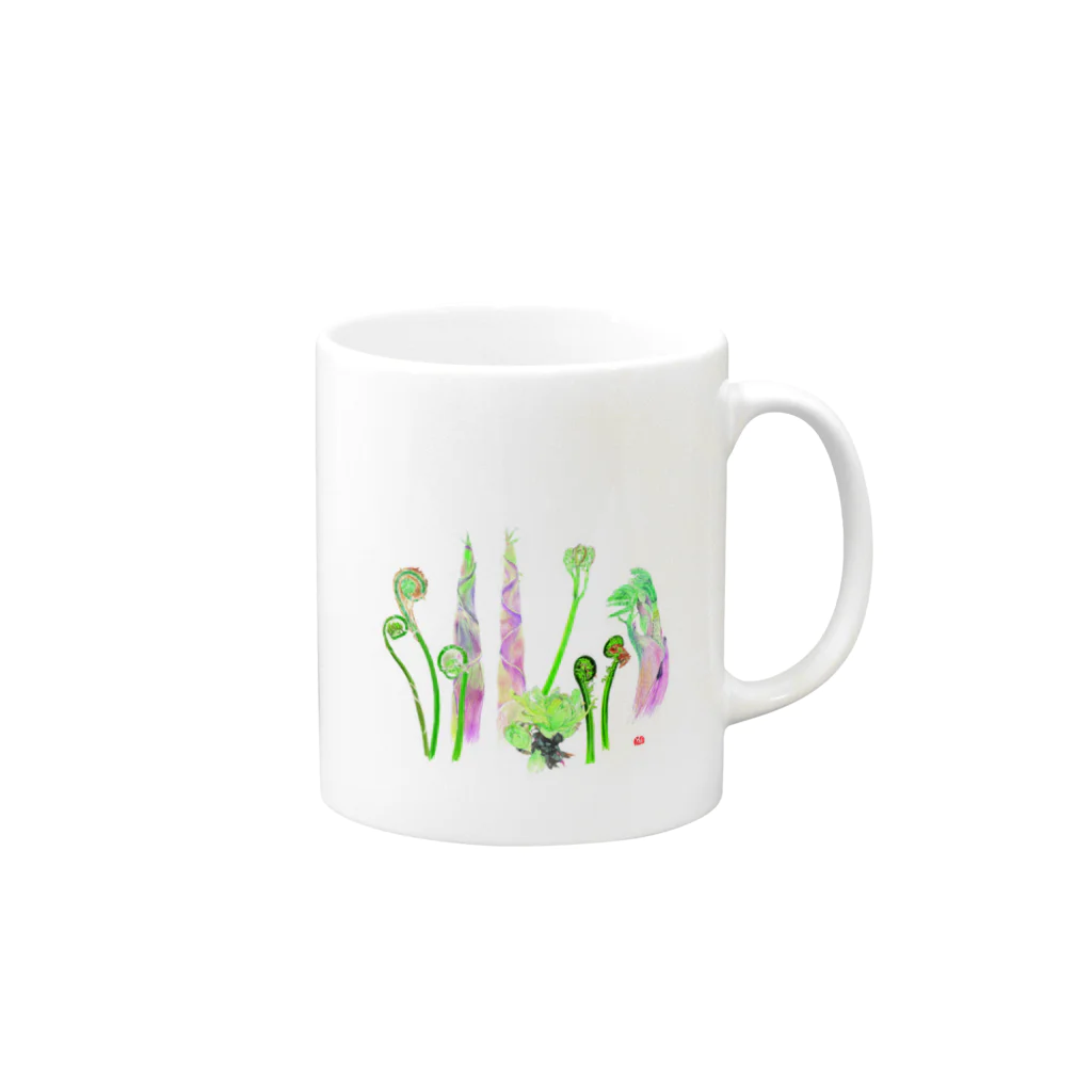 外山康雄　野の花館の山菜集合！ Mug :right side of the handle