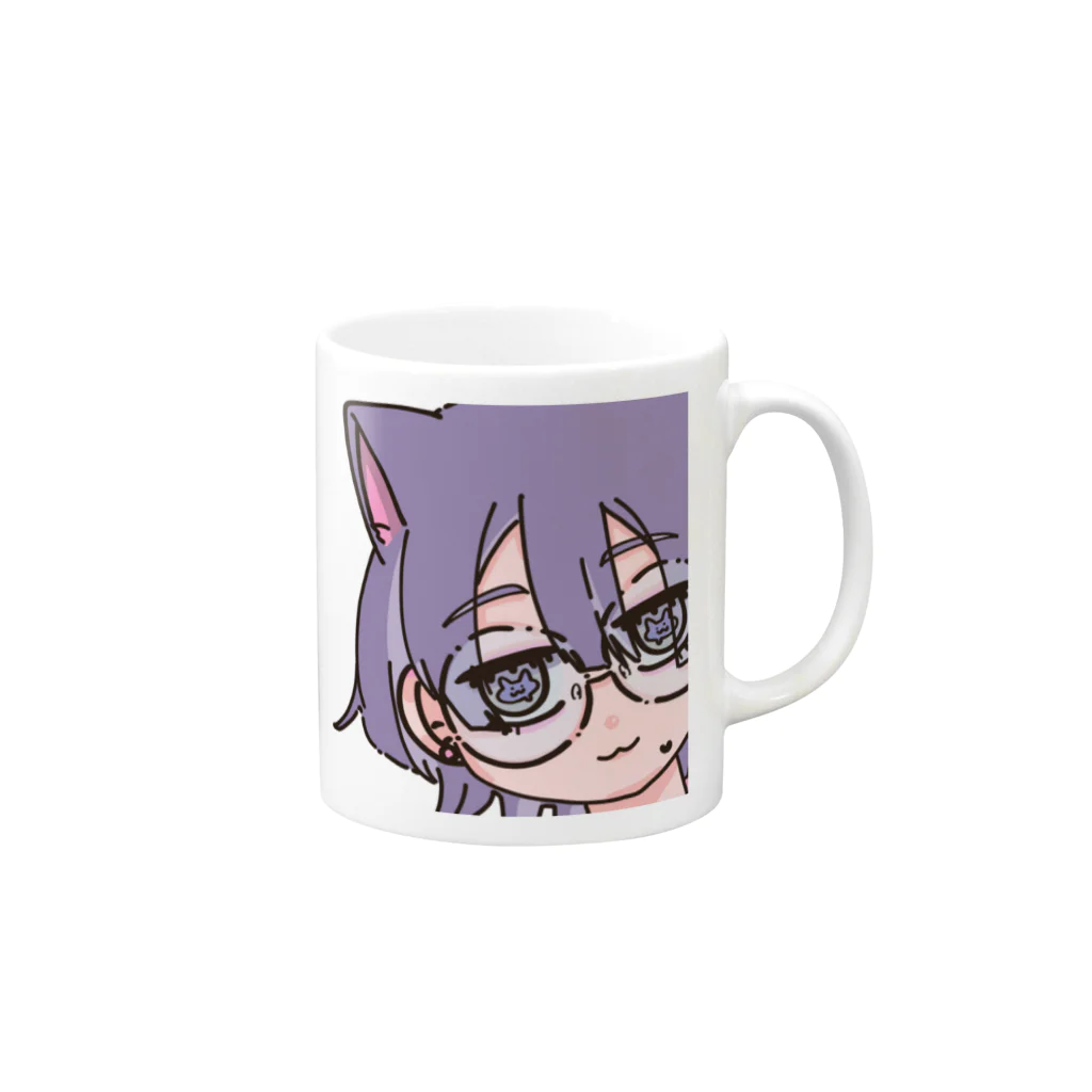 酒丸酔子🐱🍺のわ！酒丸がこっちを見てる Mug :right side of the handle