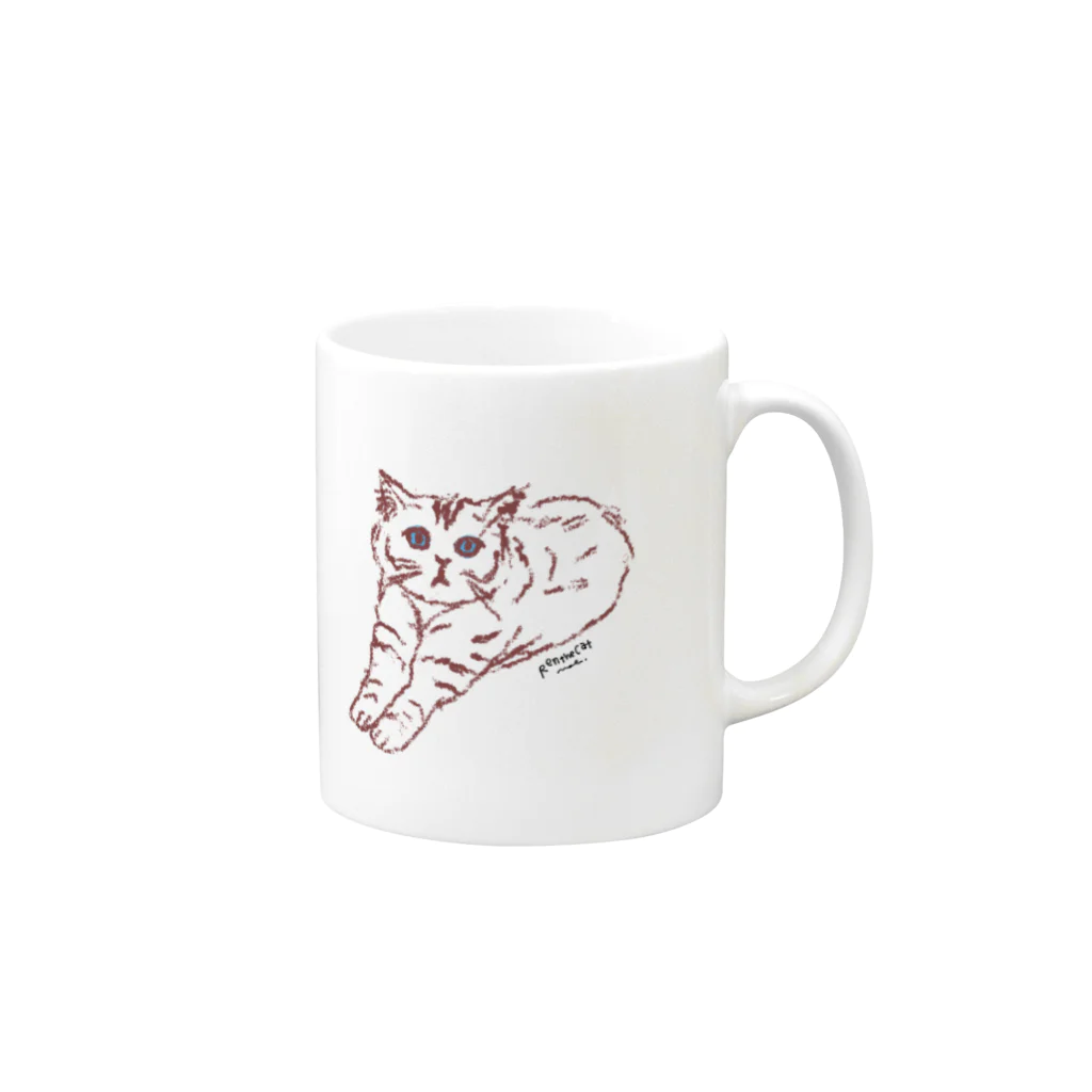 ヤナギヤノブコのREN the CAT - gros Mug :right side of the handle