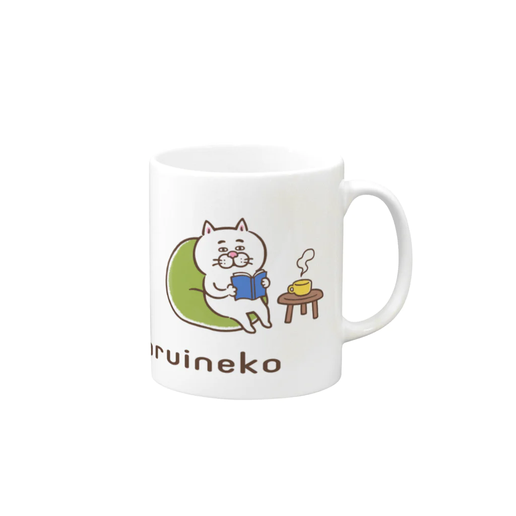 目つきの悪い猫＠いけやけいのTea timeにゃんこ Mug :right side of the handle