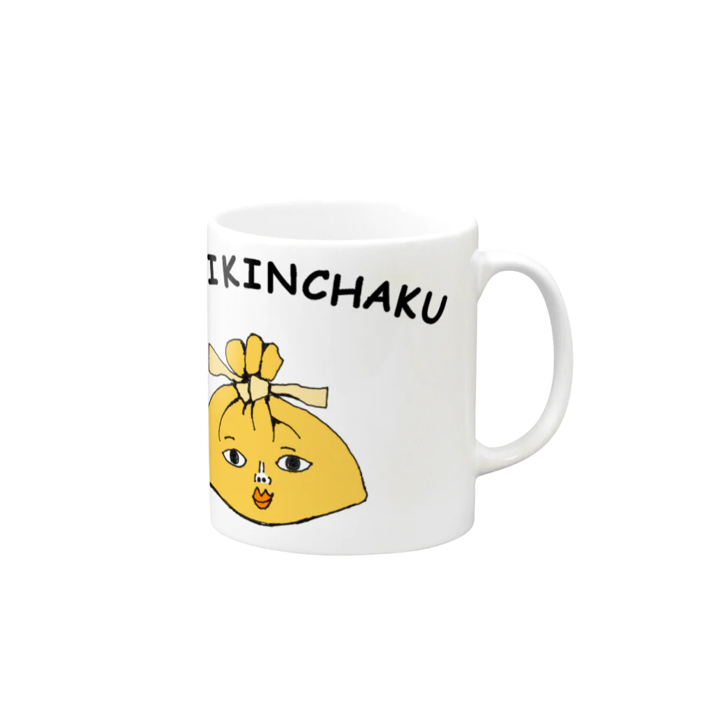 NIKORASU GOのおでんデザイン「餅巾着」 Mug :right side of the handle