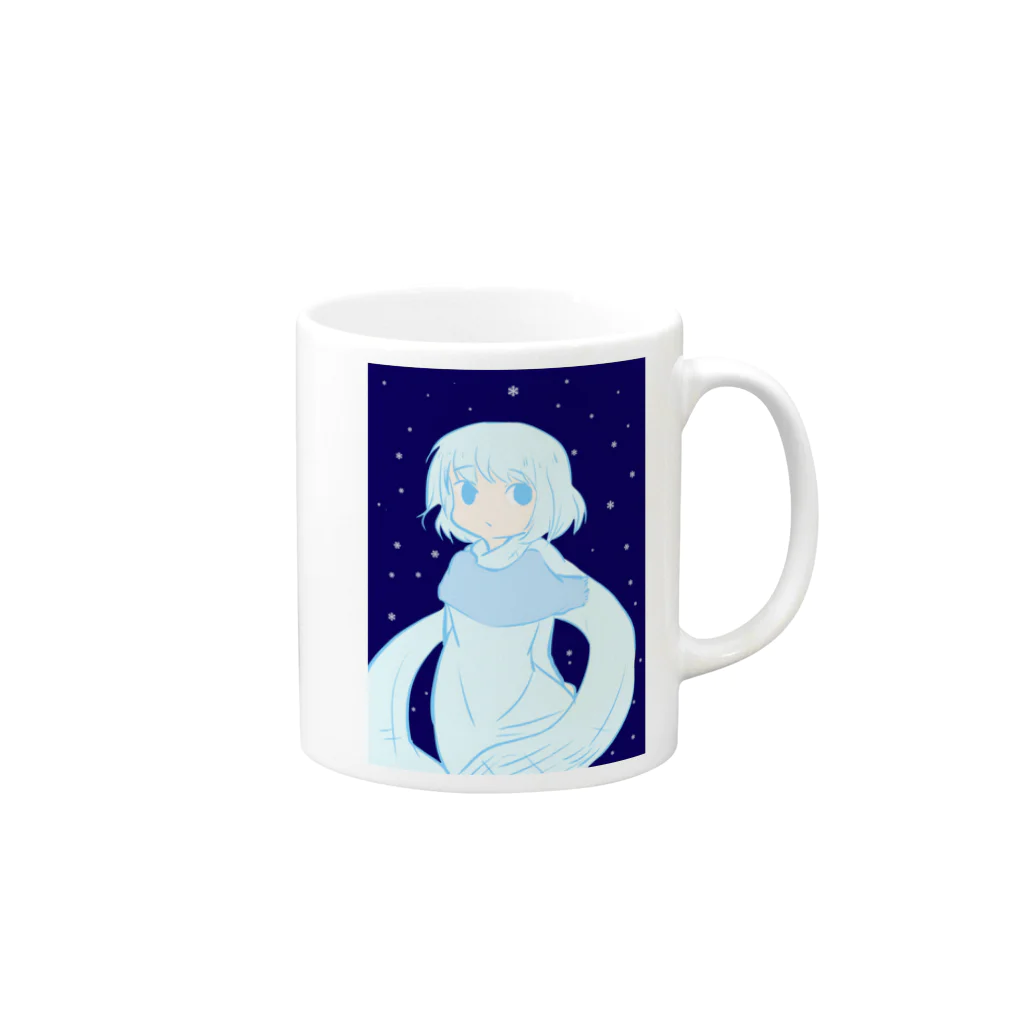 朱猫のWinter Girl Mug :right side of the handle