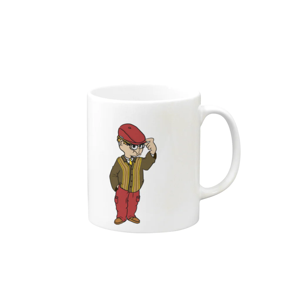 無能の Hunting Cap Boy Mug :right side of the handle