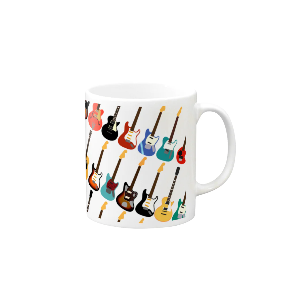 MOCOPOCOのギターがズラリ Mug :right side of the handle