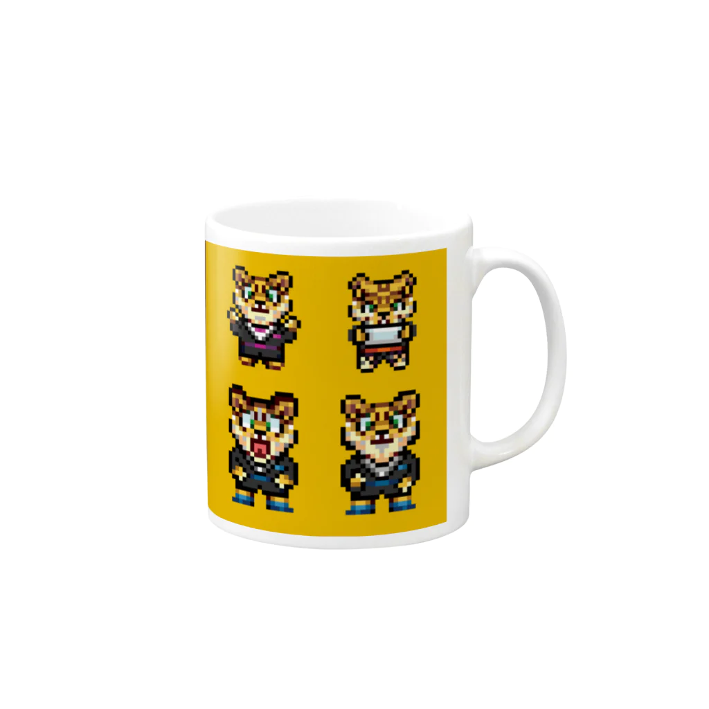 くだらないみち商店の8bit Tiger Teacher しりタイガー　イエロー Mug :right side of the handle