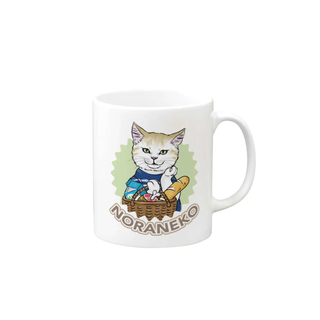 noraneko_storeのお買い物猫 Mug :right side of the handle