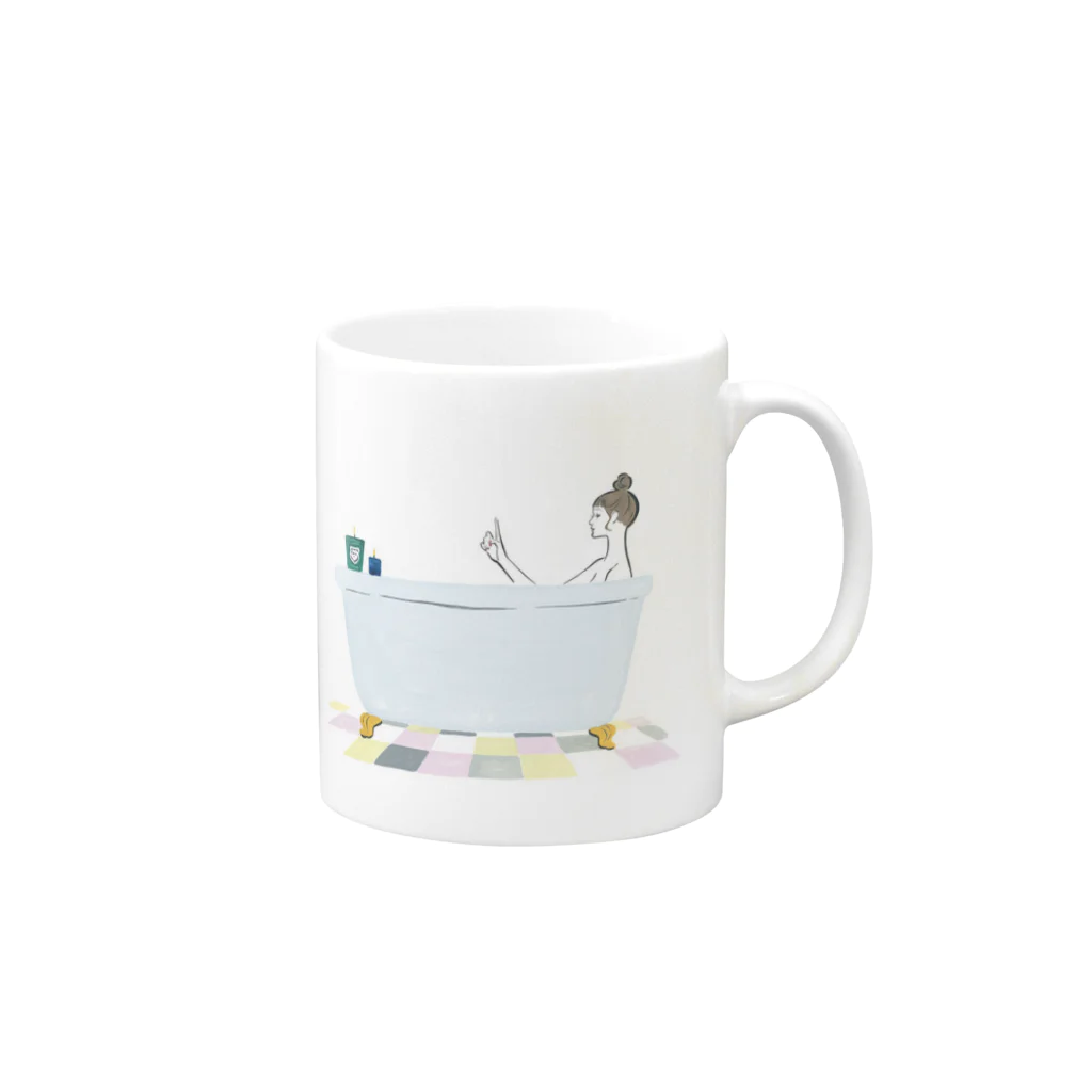 Teatime ティータイムのバスタイム Mug :right side of the handle