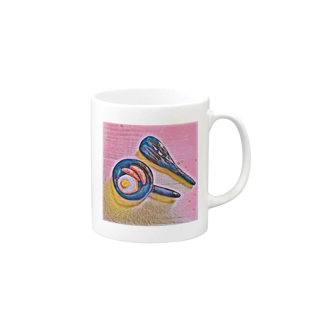 いちの朝食 目玉焼き ウインナー Mug :right side of the handle