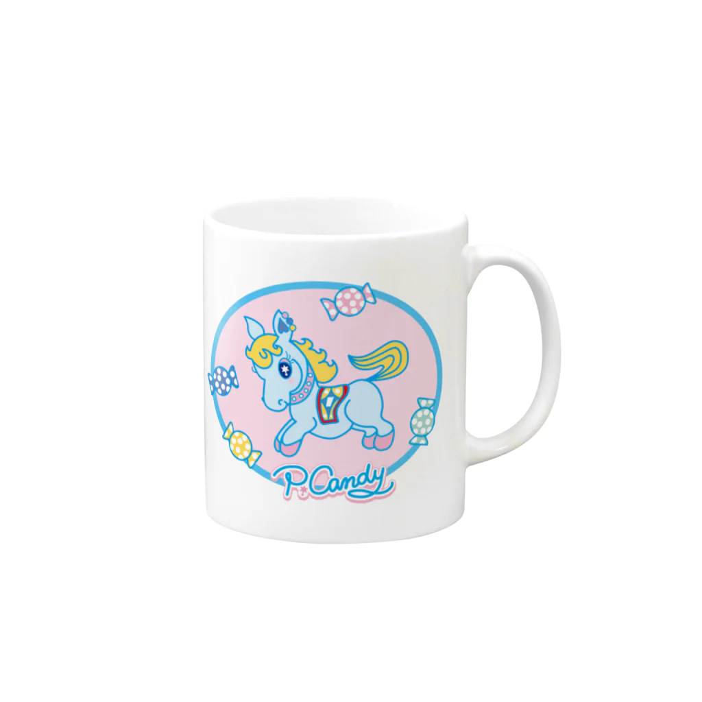 ponygolandのP.candy(ピーキャンディー） Mug :right side of the handle