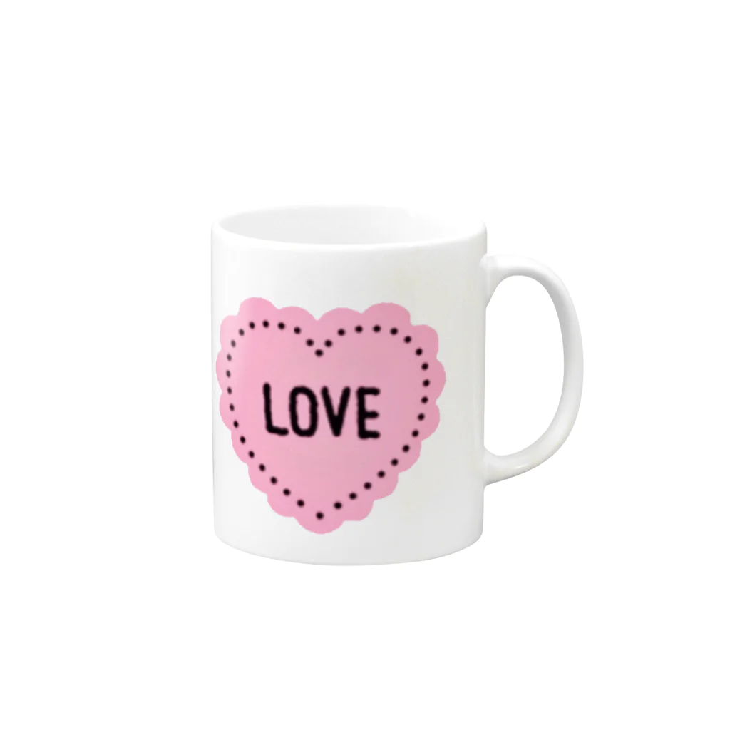 Teatime ティータイムのLove ♡ ラブ ハート ピンク Mug :right side of the handle