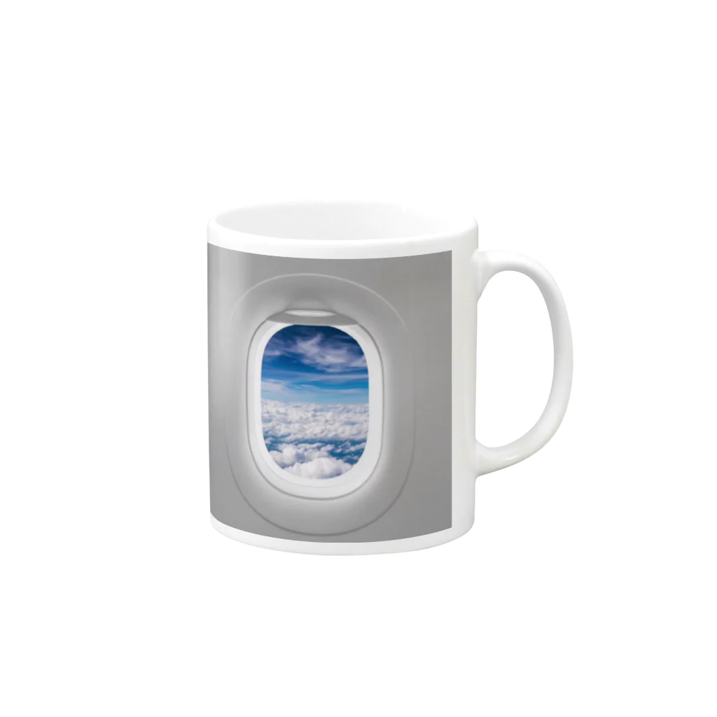 Teatime ティータイムのjet streamジェットストリーム 飛行機の窓から Mug :right side of the handle