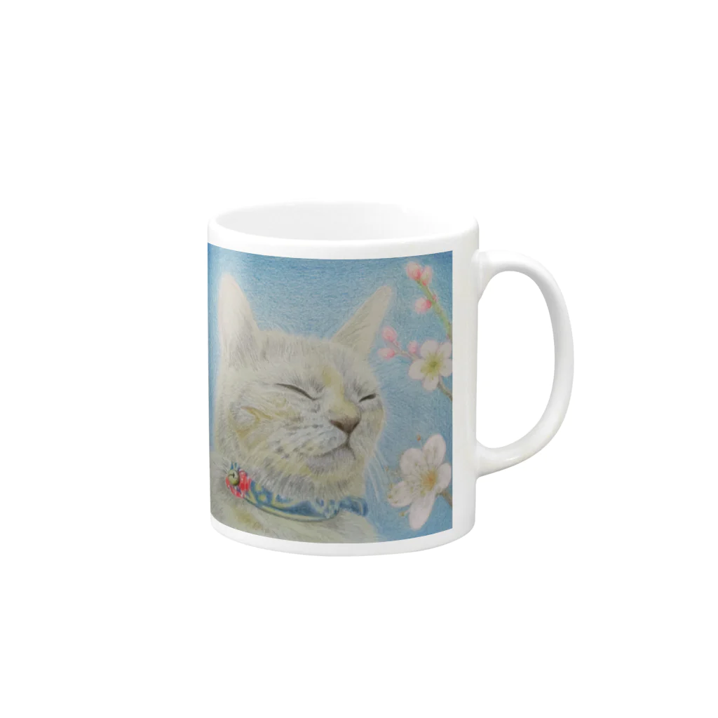 理絵のねこ ぬくぬく Mug :right side of the handle