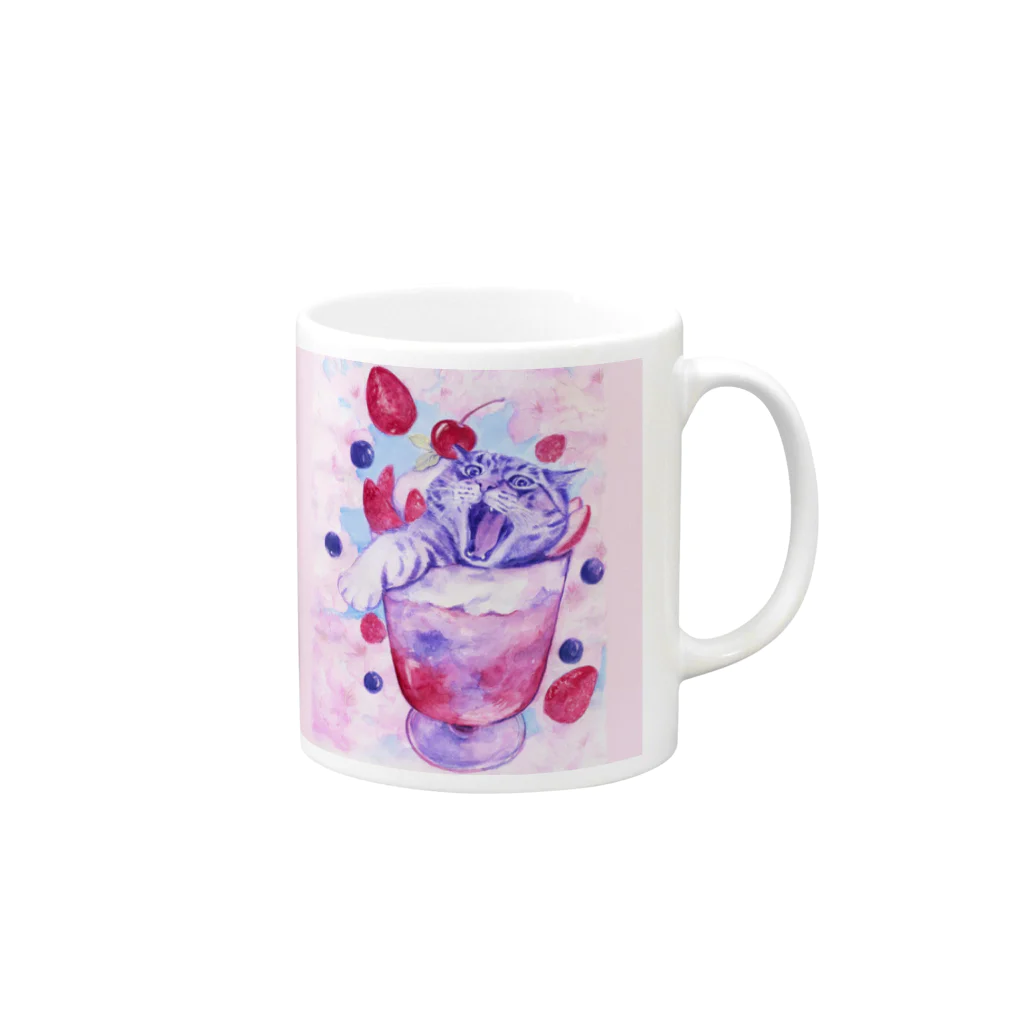  藤ねこりえ/ 𝙁𝙐𝙅𝙄𝙣𝙚𝙘𝙤𝙧𝙞𝙚のNEO雅SODA Mug :right side of the handle