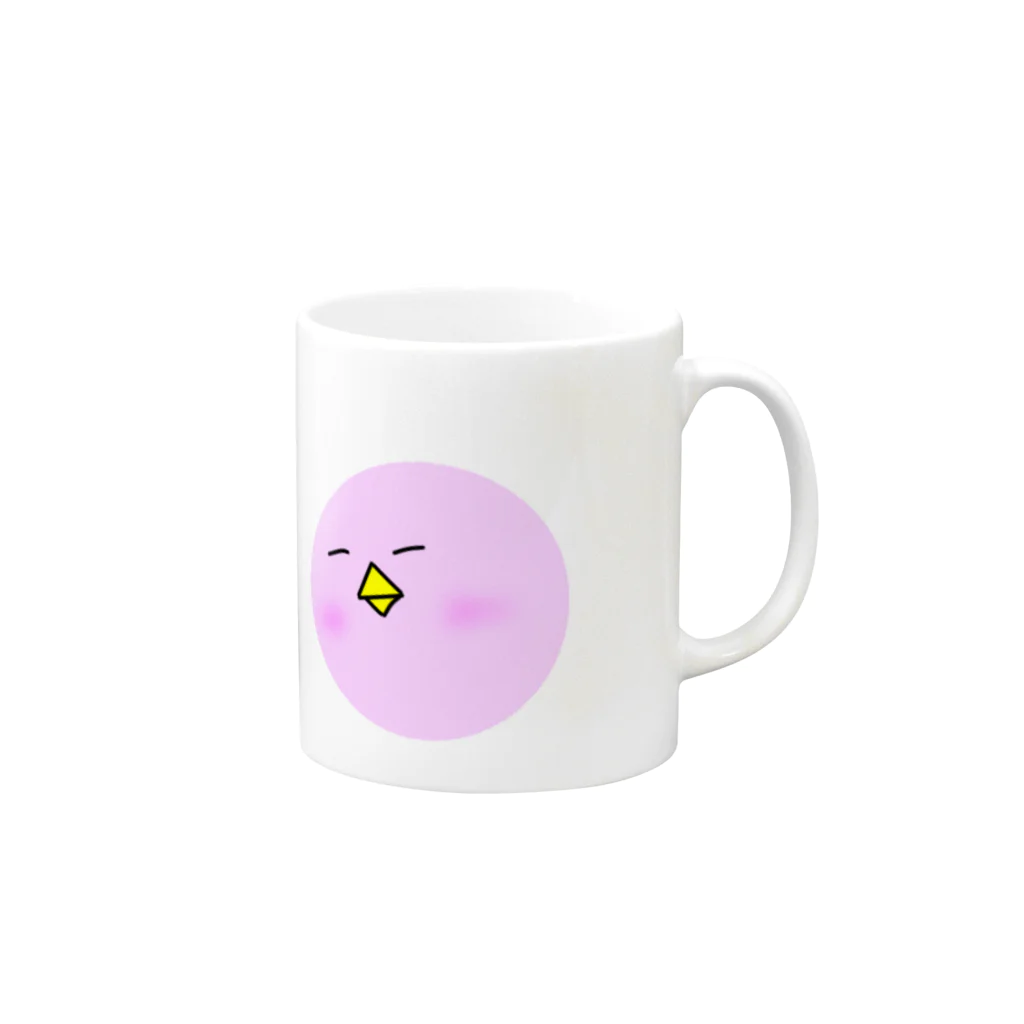 ゆるゆるどーぶつのぴんくのまーるいとりさん Mug :right side of the handle