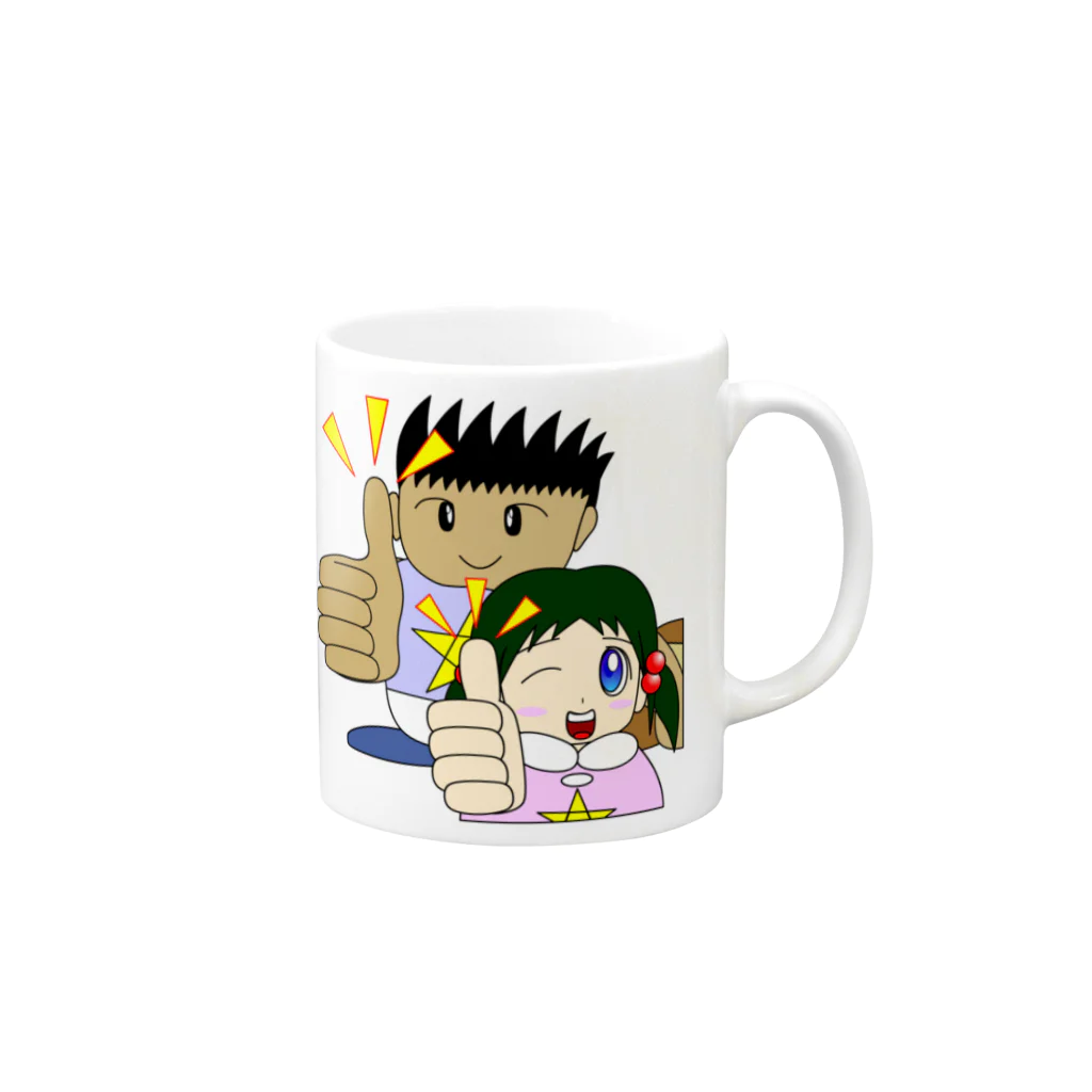 WANPA's STOREのわんぱ君としおりちゃん Mug :right side of the handle