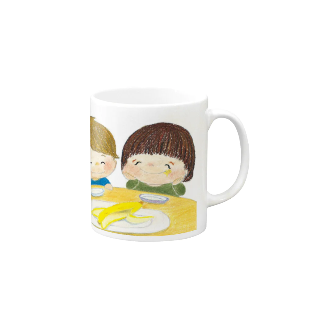 まついはるかの絵のはんぶんずっこ　バナナ編 Mug :right side of the handle