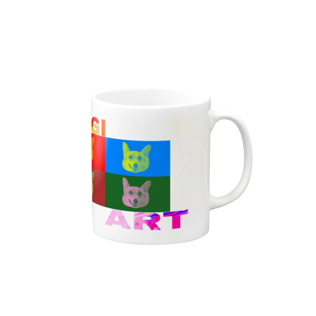 ichiyac designのコーギーアート Mug :right side of the handle