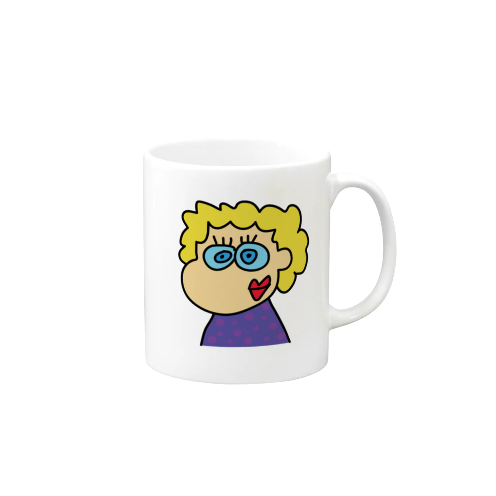 한 스물다섯의 그림일기のカラフルパーマちゃん Mug :right side of the handle